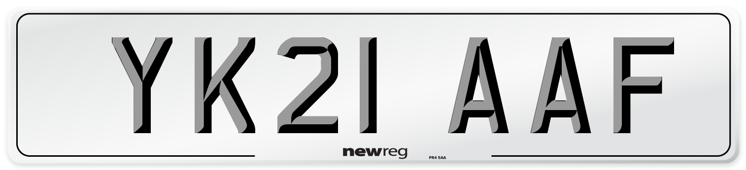 YK21 AAF Number Plate from New Reg